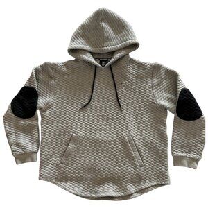 Barstool Sports Hoodie Mens 2XL Gray Quilted Pullover Elbow Patch Spaceman